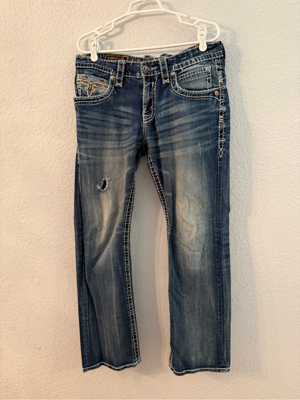 Rock Revival Men's Faded Blue Slim Straight Jeans
